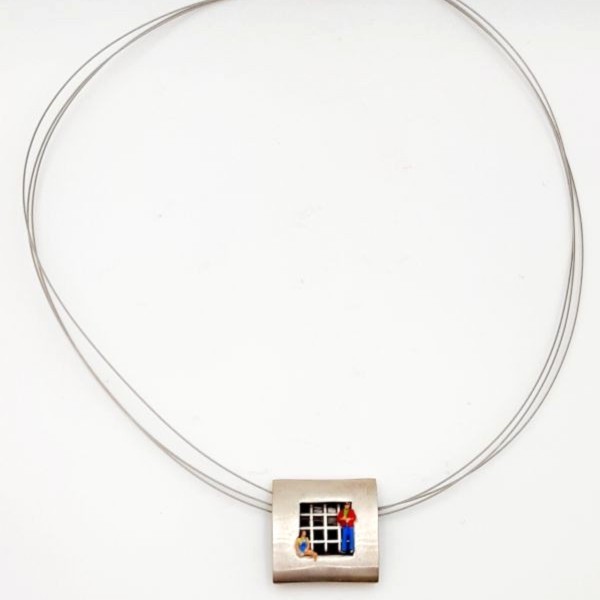 Handmade 925 silver pendant. Unique pendant with Man and Woman