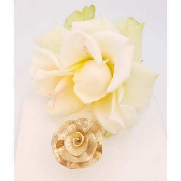 Χειροποίητο επιχρυσωμένο δαχτυλίδι τριαντάφυλλο από ασήμι 925