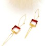 Γεωμετρικά  χειροποίητα σκουλαρίκια από επιχρυσωμένο ασήμι 925 και κόκκινο σμάλτο