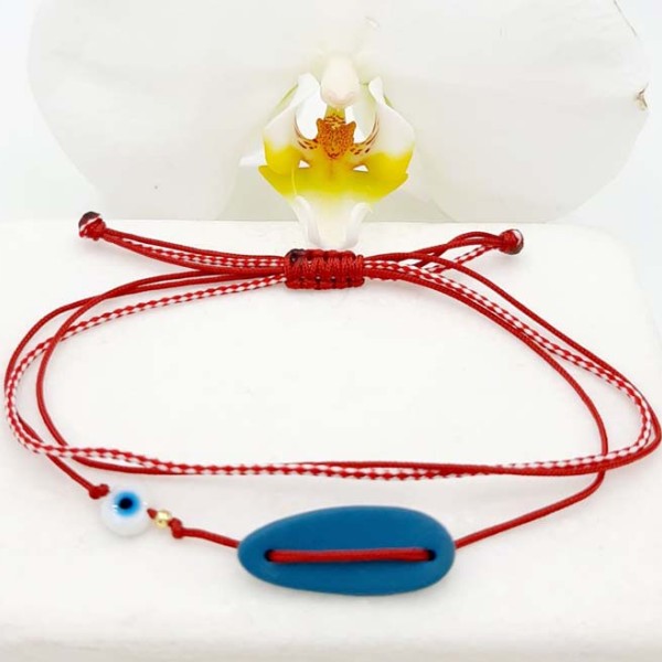 Handmade porcelain Martaki bracelet tied with wax threads 