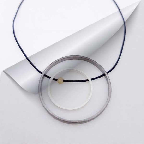 Handmade brass necklace with silver plating and black platinum