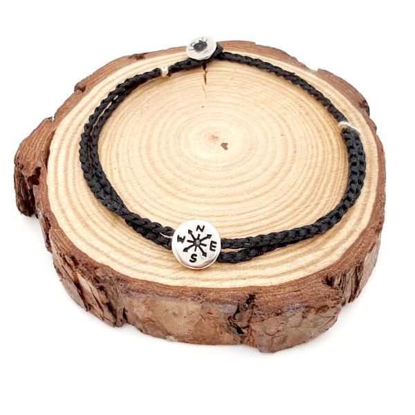 Χειροποίητο βραχιόλι πυξίδα από ασήμι 925 με κηροκλωστές πού αυξομειώνουν