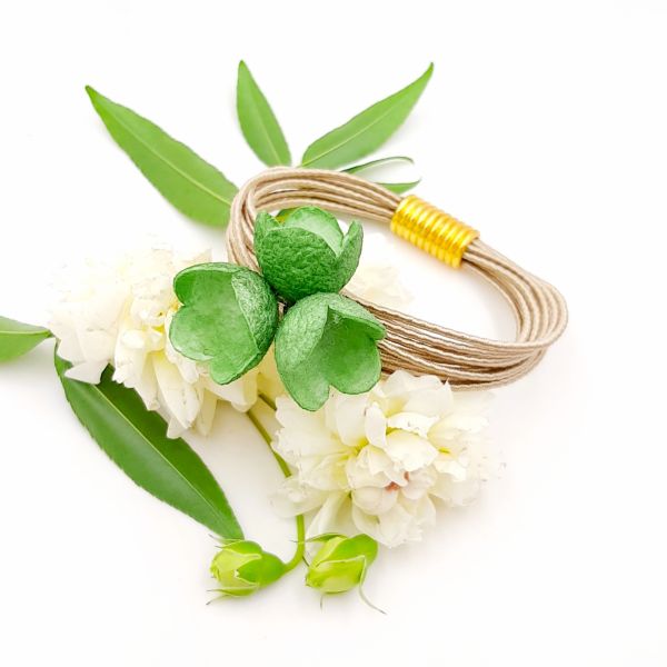 Χειροποίητο βραχιόλι με φυσικό κουκούλι σε πράσινό χρώμα