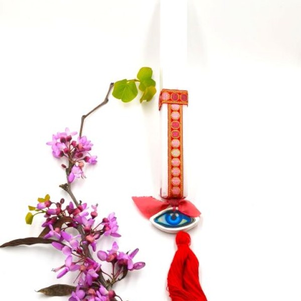 Easter candle with ceramic eye
