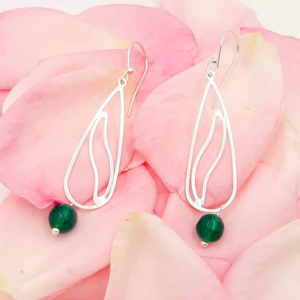 Χειροποίητα κρεμαστά σκουλαρίκια από ασήμι 925 με ορυκτές πέτρες