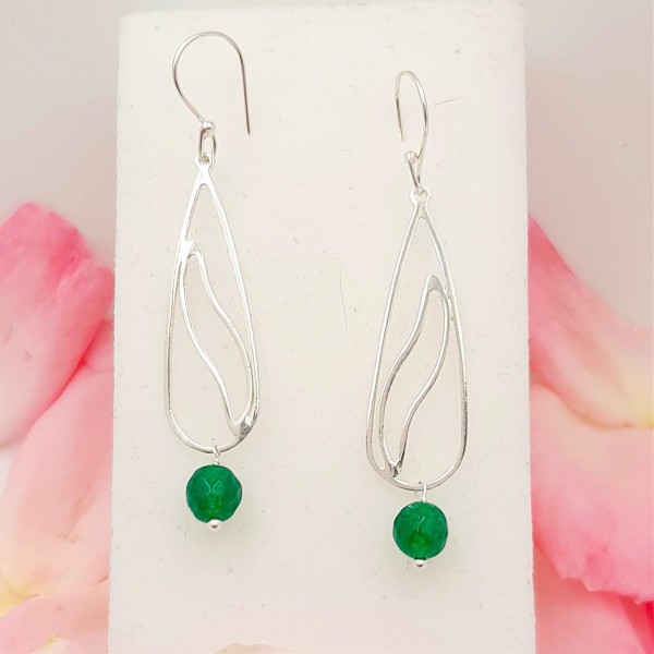 Χειροποίητα κρεμαστά σκουλαρίκια από ασήμι 925 με ορυκτές πέτρες