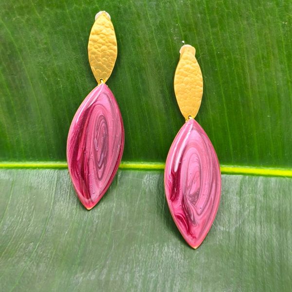 Μινιμαλιστικά καρφωτά σκουλαρίκια σε σχήμα οβάλ με μονόχρωμο σμάλτο